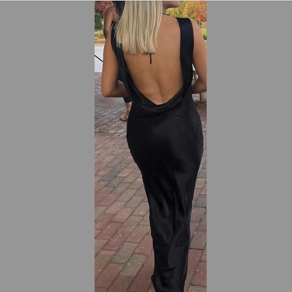 Meshki Black Satin Dress - Picture 3 of 4